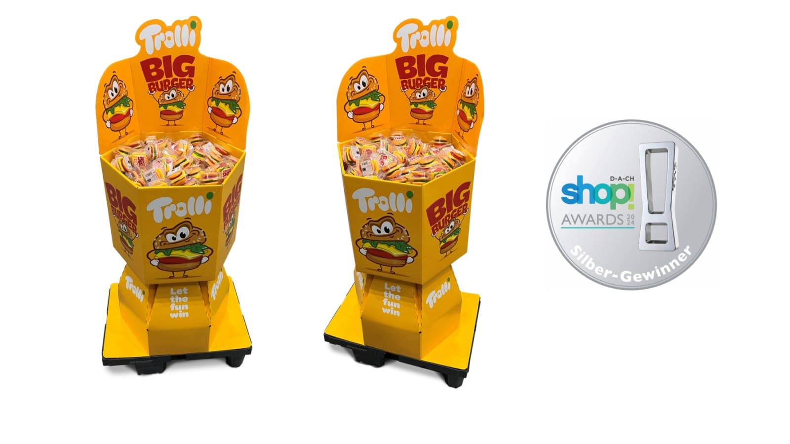 Das Trolli Big Burger 180er Display von DS Smith vereint die Anforderungen an eine außergewöhnliche Optik und hohe Stabilität.