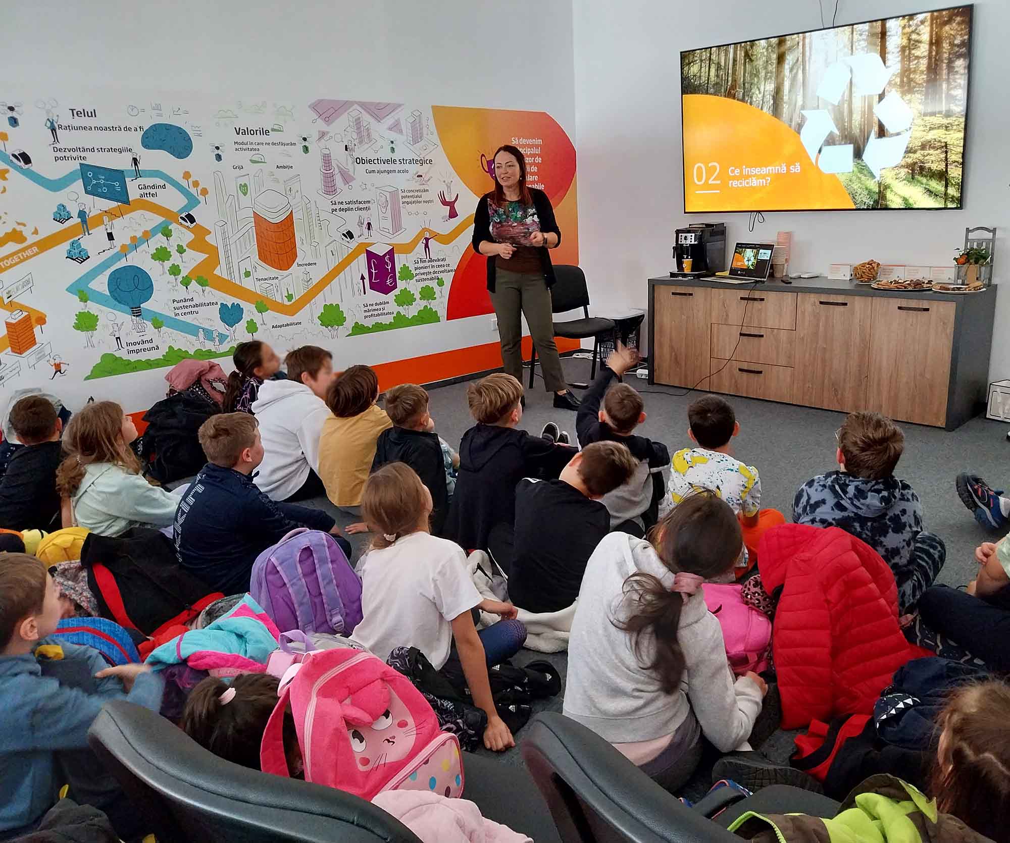 Schoolchildren being educated on the circular economy